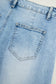 Beau Blue Flower Patched Light Wash Cropped High Waist Jeans