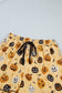 Orange Long Sleeve Ruffle Pumpkin Face Print Two Piece Lounge Set