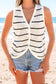 Black Stripe Buttoned V Neck Slim Fit Sweater Vest