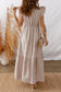 Khaki Stripe Flutter Sleeve Buttoned Front Slit Maxi Dress