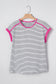 Rose Stripe Contrast Trim Round Neck Summer T Shirt