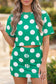 Green Polka Dot Print Cropped Tee Bodycon Skort 2pcs Set