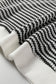Black Stripe Textured Knit Contrast Hollowed Lace Patchwork Long Sleeve Top