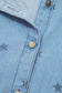 Beau Blue Star Allover Print Double Chest Pocket Short Sleeve Denim Shirt
