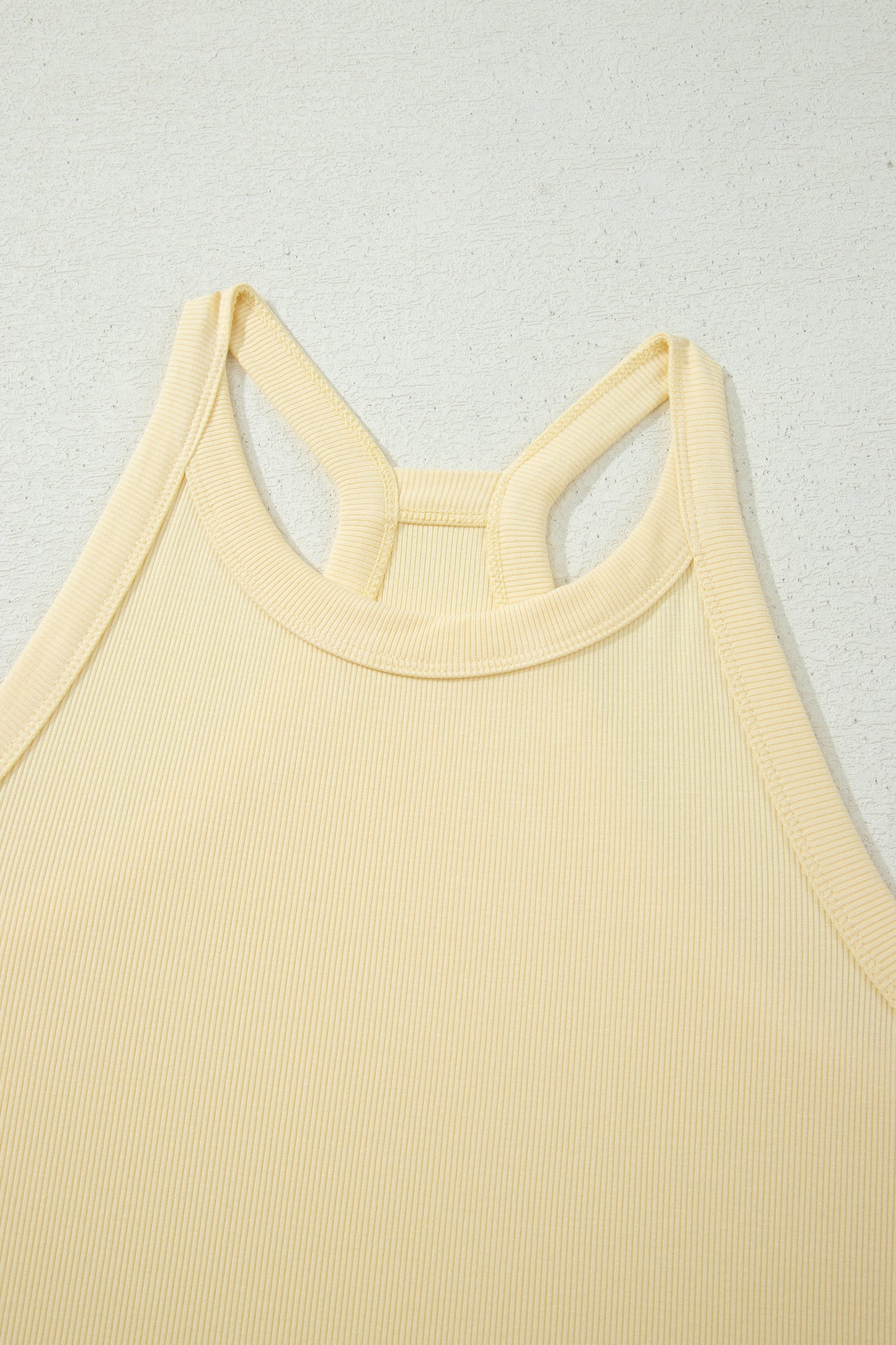 Yellow Cream Slim Ribbed Tank Top and Sweatpants Set