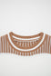 Khaki Two Tone Striped Patchwork Drop Shoulder Loose Sweater