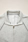 Light Grey Half Zip Stand Neck Seam Detail Long Sleeve Top