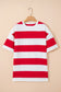 Racing Red Striped Color Block Oversize Tunic Tee