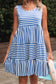 Sky Blue Stripe U Neck Sleeveless Loose Fit Mini Dress