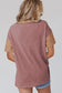 Tan Color Block Striped Detail Loose T Shirt