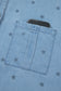 Beau Blue Star Allover Print Double Chest Pocket Short Sleeve Denim Shirt