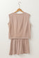 Smoke Gray 2 Pieces Mineral Wash Cotton Tank Top Lined Split Skirt Set