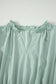 Clearly Aqua Solid Color V Neck Short Puff Sleeve High Waist Tiered Maxi Dress