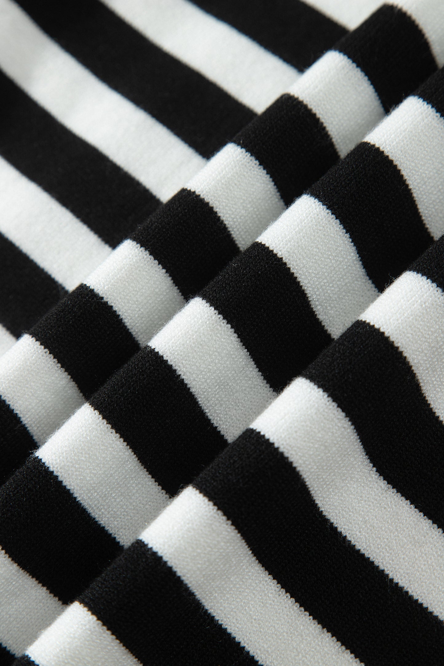 Black Striped High Neck Contrast Ruffle Detail Casual Sweater