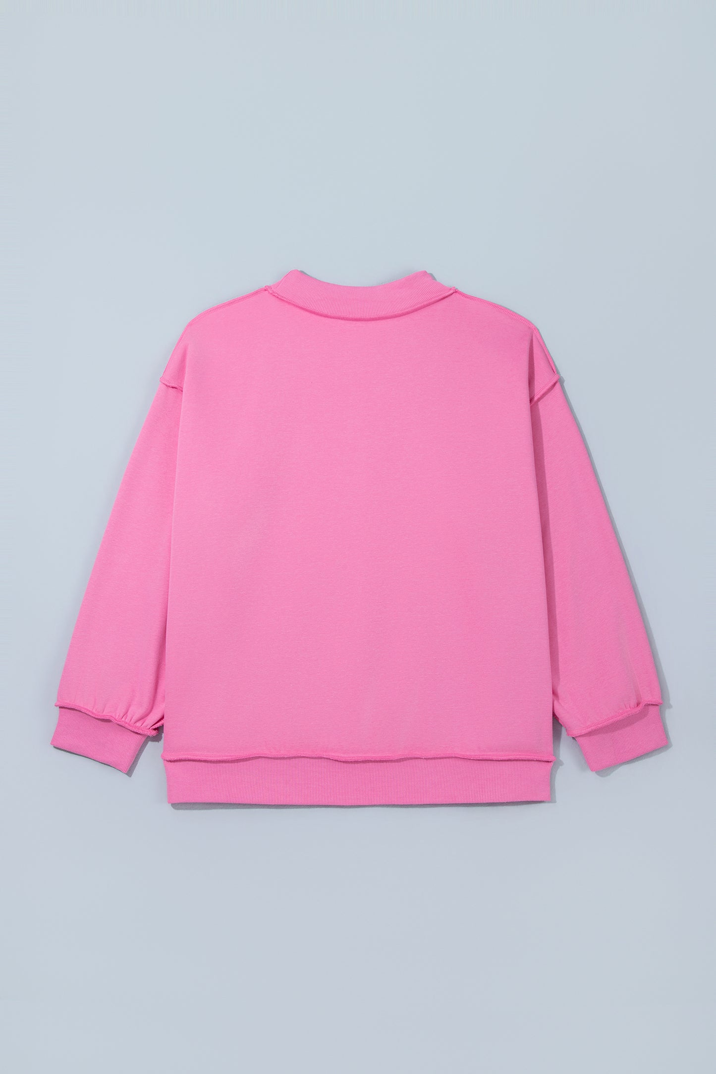 Bright Pink Exposed Seam Detail Reversible Double Wear Plus Size Sweatshirt