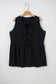 Blue Sapphire Plus Size Solid Color Bow Tie Peplum Tank Top