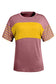 Tan Color Block Striped Detail Loose T Shirt