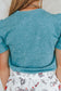 Turquoise Mineral Wash Western Embroidered Detail Short Puff Sleeve Cotton Tee