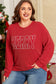 Fiery Red Twist Ribbed MERRY Letter Graphic Plus Size Pullover