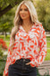 Orange Botanical Print Single Chest Pocket Button Up Shirt