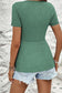 Sail Blue Twist Knot V Neck Short Sleeve Blouse