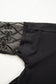 Black Solid Color Bow Textured Patchwork Long Sleeve Tee