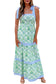 Pink Geometric Floral Print Striped Patchwork Detail Sleeveless Dress