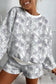 Brown Abstract Woodland Camo Print Baggy Pullover Drawstring Shorts Set