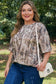 Khaki Plus Size Woodland Camouflage Print T Shirt