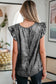 Silvery Metallic Round Neck Ruffle Trim Sleeveless Top