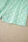 Sky Blue Polka Dot Print Color Block Trim Mock Neck Short Set