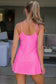 Pink Solid Color Tunic Tank Dress Athletic Shorts Two Piece Set