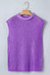 Bright Green Solid Color Knit High Neck Short Sleeve Sweater