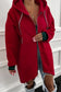 Four Leaf Clover Contrast Cuffed Drop Shoulder Zip up Tunic Hoodie