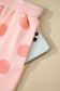 Sky Blue Polka Dot Print Drop Shoulder Pullover Drawstring Shorts Set