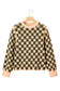 Multicolour Drop Shoulder Plaid Knit Long Sleeve Sweater