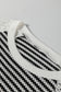Black Stripe Textured Knit Contrast Hollowed Lace Patchwork Long Sleeve Top
