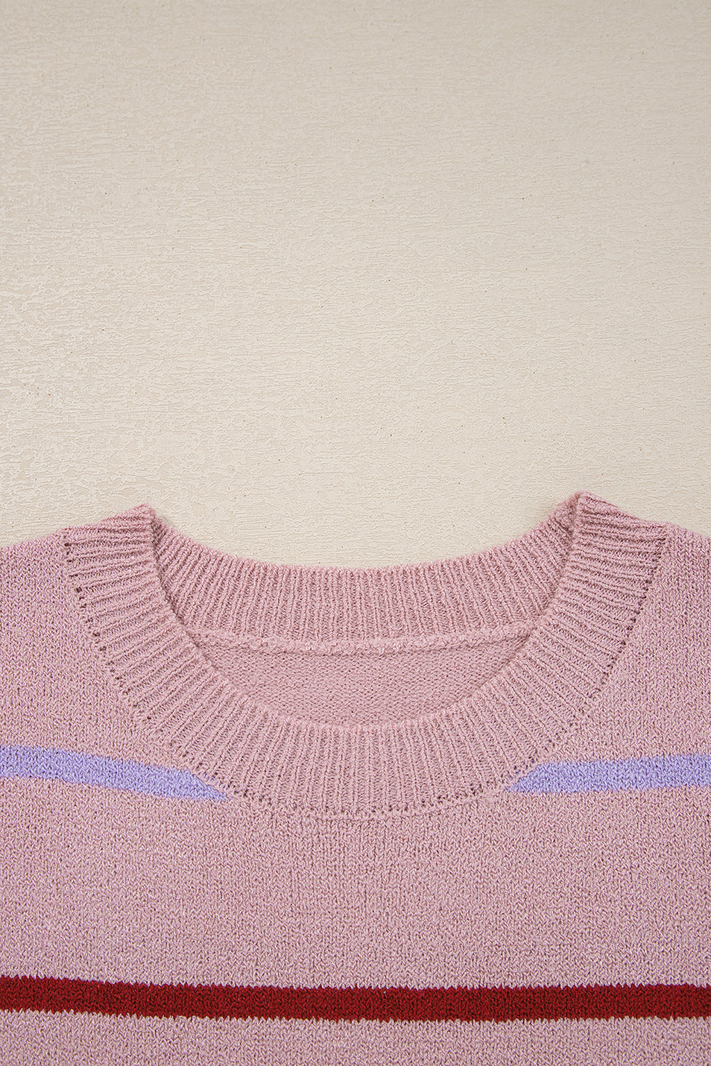 Brown Stripe Striped Ribbed Edge Drop Shoulder Sweater