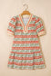 White Tulip Floral Print Cotton Puff Short Sleeve Mini Dress