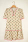Apricot Striped Floral Print Contrast Detail Ruffle Hem Short Dress