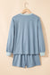 Sky Blue Checkerboard Long Sleeve Pullover and Shorts Set