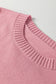 Light Pink Plaid Heart Embroidered Cuffed Drop Shoulder Crew Neck Sweater