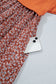 Orange Solid Long Sleeve Top Patchwork Floral Flared 2-in-1 Mini Dress