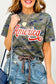 Multicolour Stylish Camouflage Print America Patriotic Tee