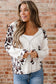 Apricot Oversized Leopard Contrast Mixed Texture Patchwork Zip Up Drop Shoulder Hoodie
