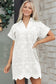 Dark Blue Solid Color Eyelet Embroidered T Shirt Mini Dress