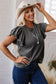 Dark Grey Layered Ruffle Short Sleeve Round Neck Top