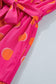 Rose Double Polka Dot V Neck Ruffled Short Sleeve Dress