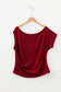 Black Plus Size Solid Color Asymmetric Neck Short Sleeve Blouse