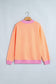 Coffee Colorblock Trim Crewneck Long Sleeve Pullover Sweatshirt